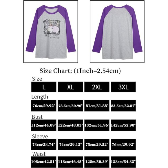 Women’s Christmas Hippopotamus T-Shirt Plus Size Long Sleeve Cute Holiday Wear - Picture 5 of 5